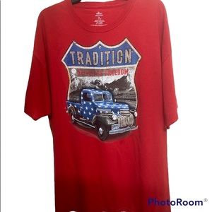 Way To Celebrate Men’s Driven By Freedom Patriotic Americana S/S Red T-Shirt 2XL